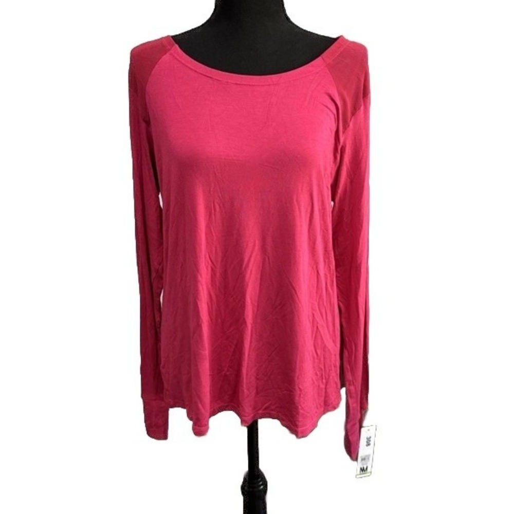 Nicole Miller Sport Women's XXL Long Sleeve Shirt Berry/202 Pink Exercise Top